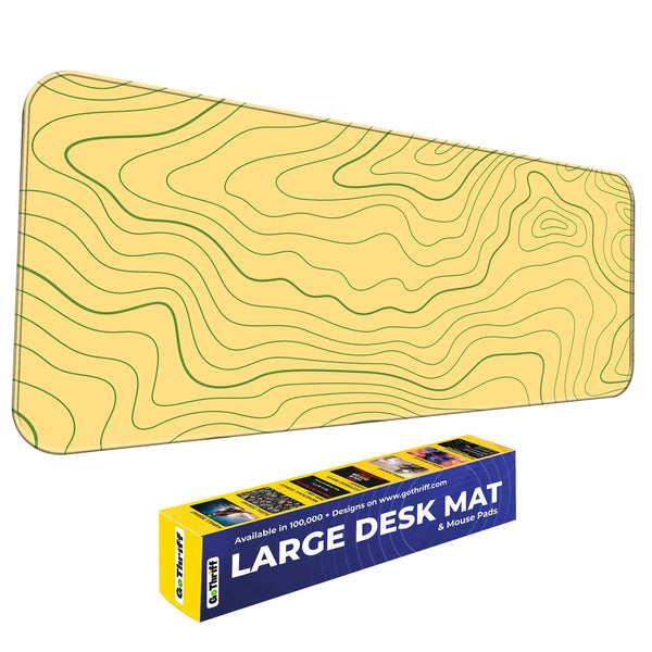 Yellow Topographic Line Art Modern Abstract Deskmat
