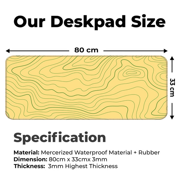 Yellow Topographic Line Art Modern Abstract Deskmat