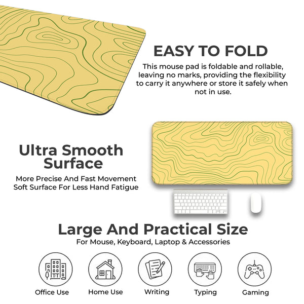 Yellow Topographic Line Art Modern Abstract Deskmat