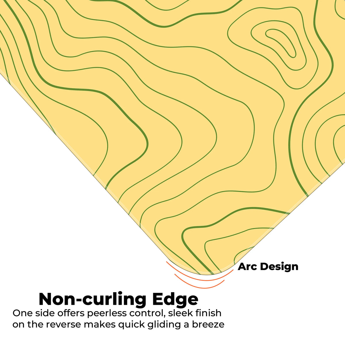 Yellow Topographic Line Art Modern Abstract Deskmat