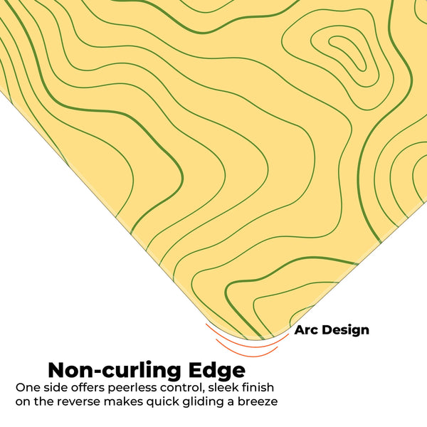 Yellow Topographic Line Art Modern Abstract Deskmat
