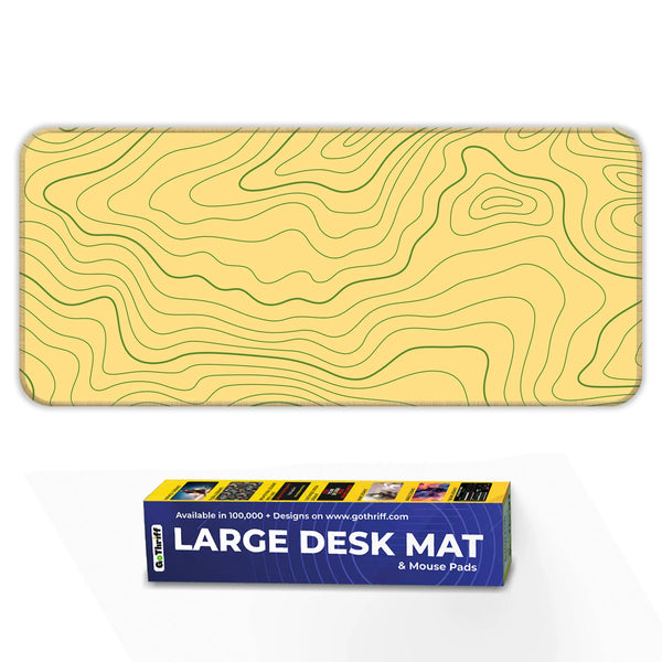 Yellow Topographic Line Art Modern Abstract Deskmat