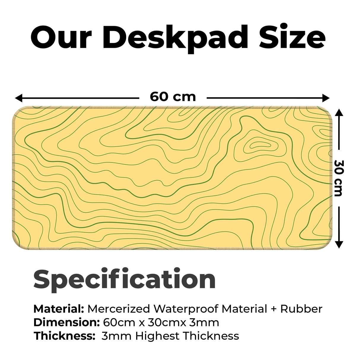 Yellow Topographic Line Art Modern Abstract Deskmat
