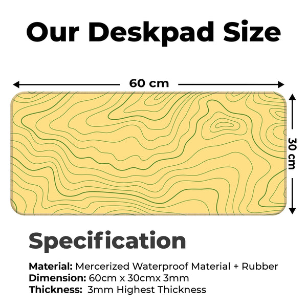 Yellow Topographic Line Art Modern Abstract Deskmat