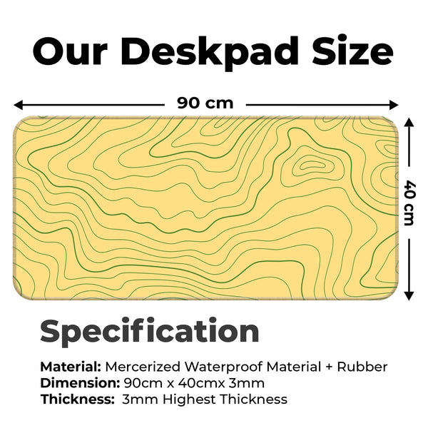Yellow Topographic Line Art Modern Abstract Deskmat