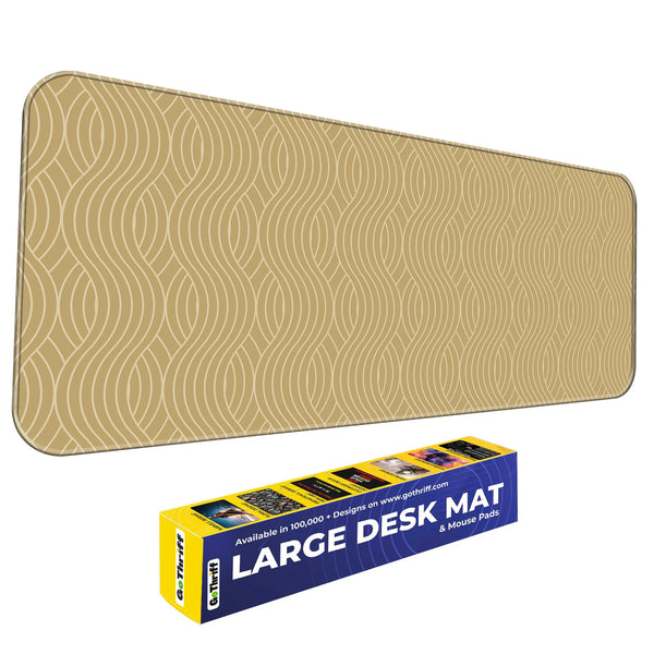 Beige Wave Pattern Retro Modern Abstract Deskmat