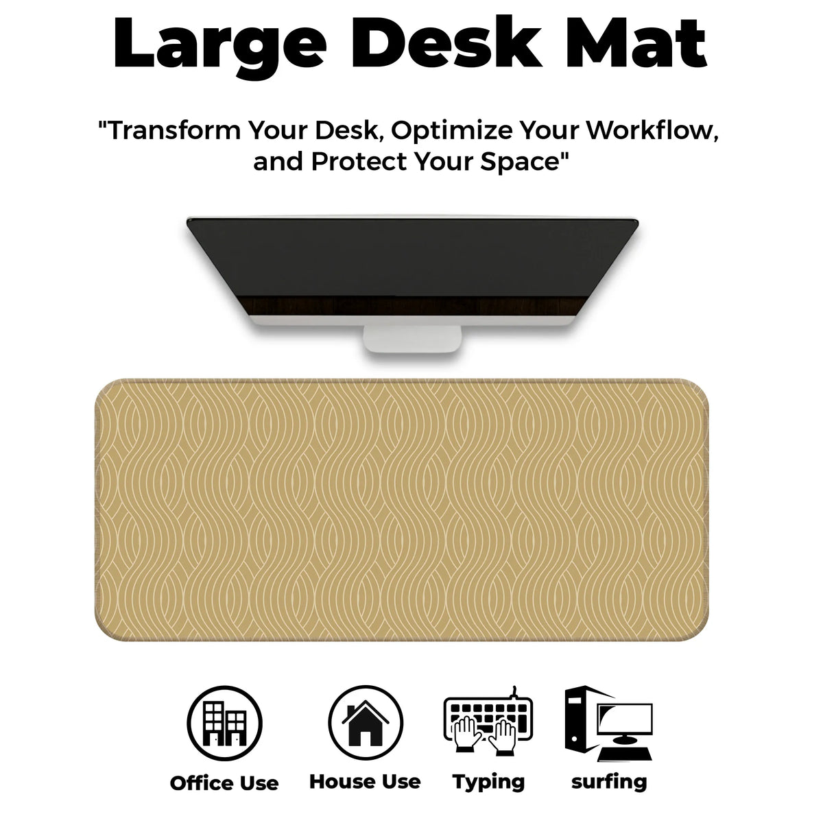 Beige Wave Pattern Retro Modern Abstract Deskmat