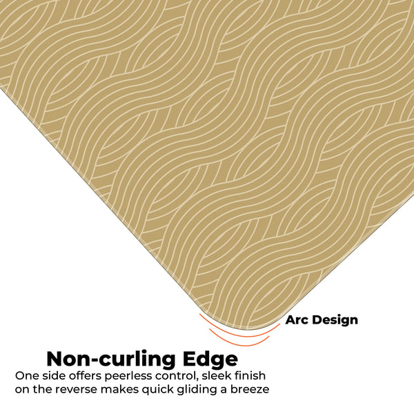 Beige Wave Pattern Retro Modern Abstract Deskmat
