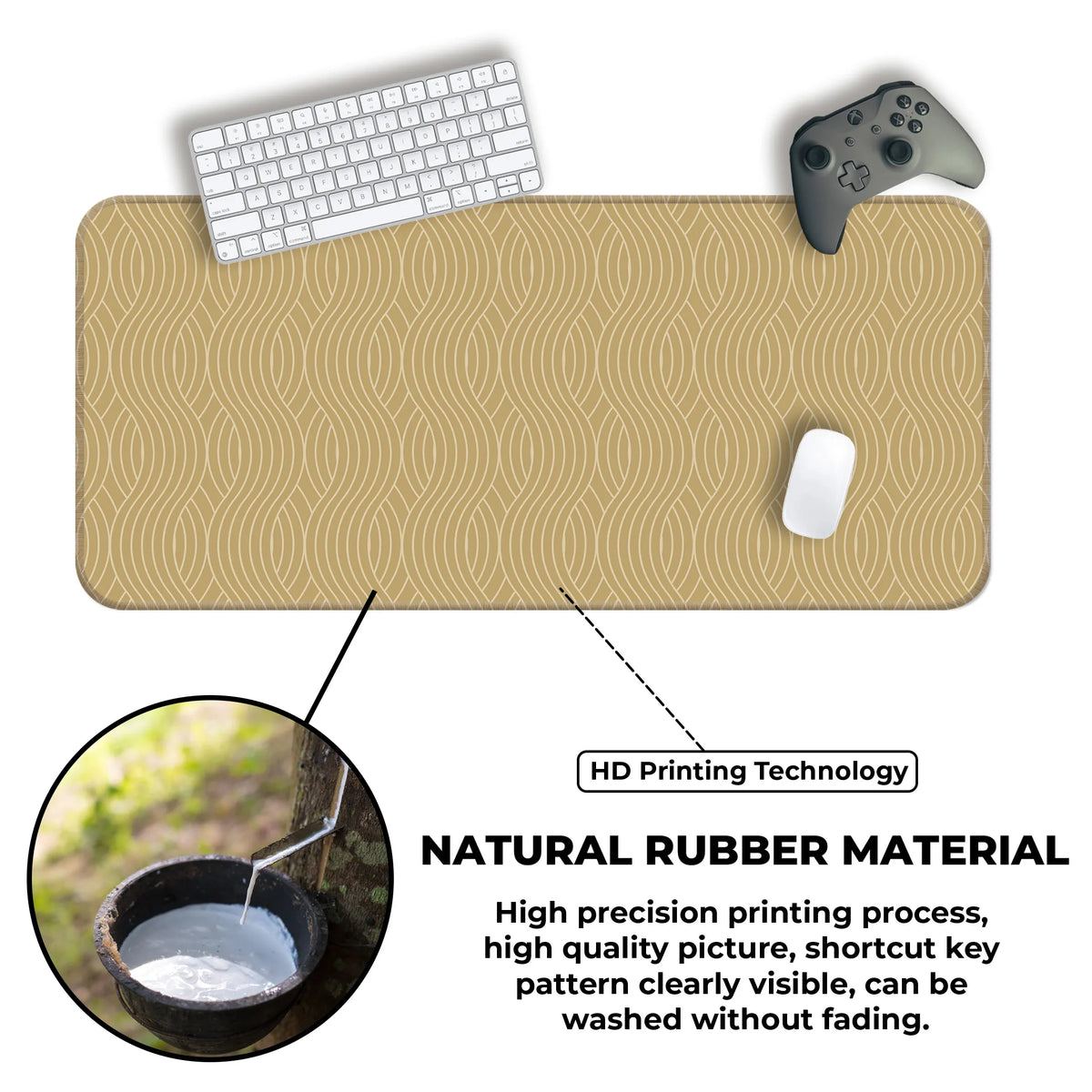 Beige Wave Pattern Retro Modern Abstract Deskmat