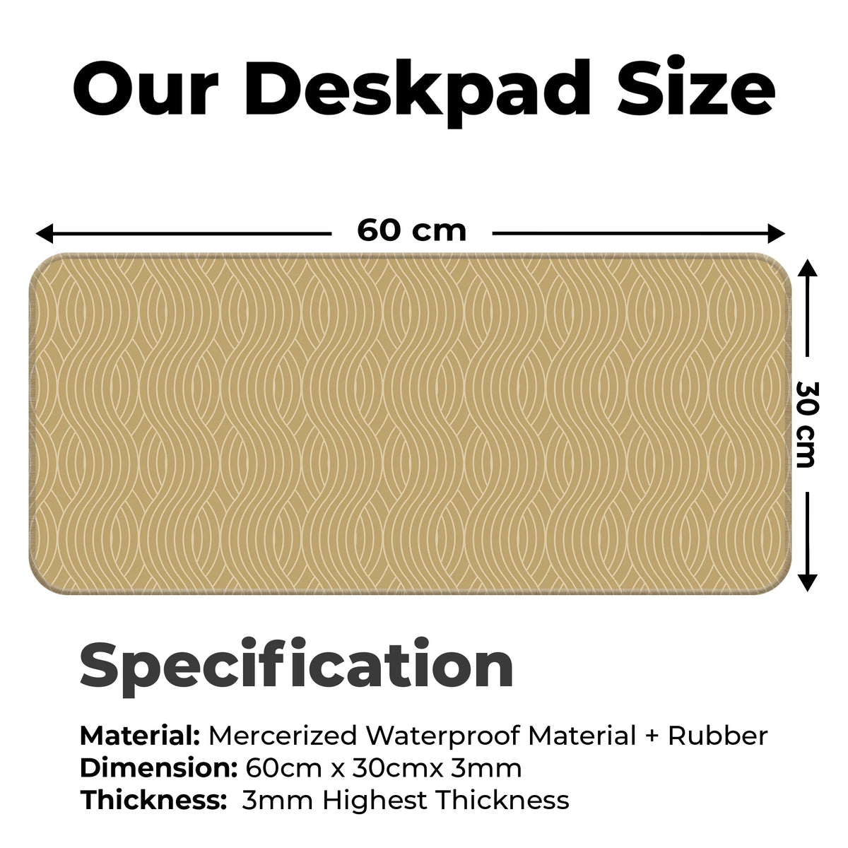 Beige Wave Pattern Retro Modern Abstract Deskmat