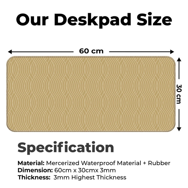 Beige Wave Pattern Retro Modern Abstract Deskmat