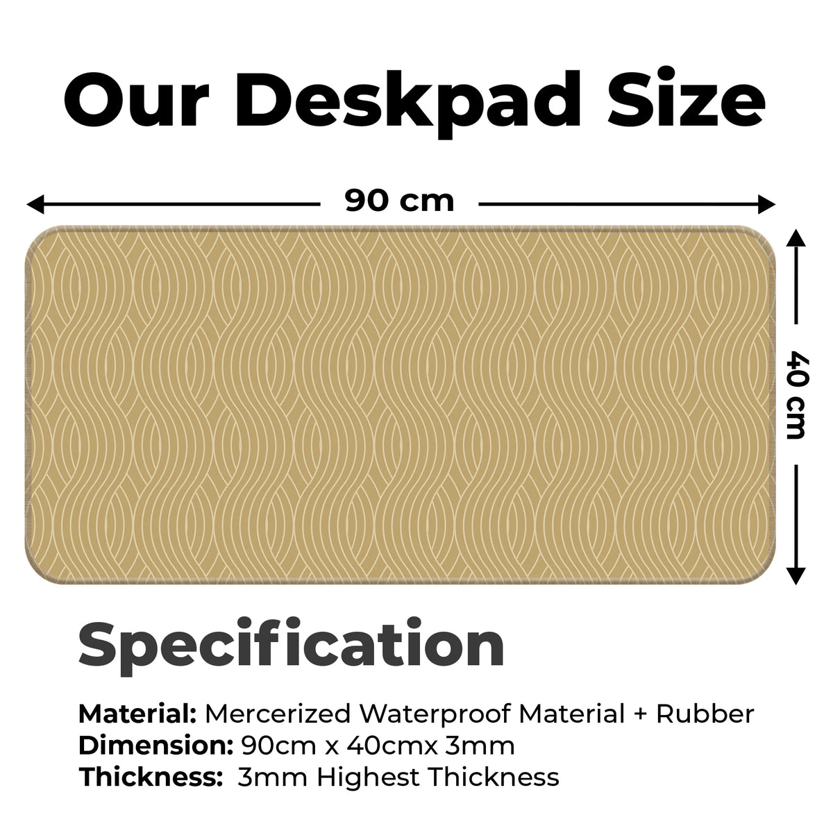 Beige Wave Pattern Retro Modern Abstract Deskmat