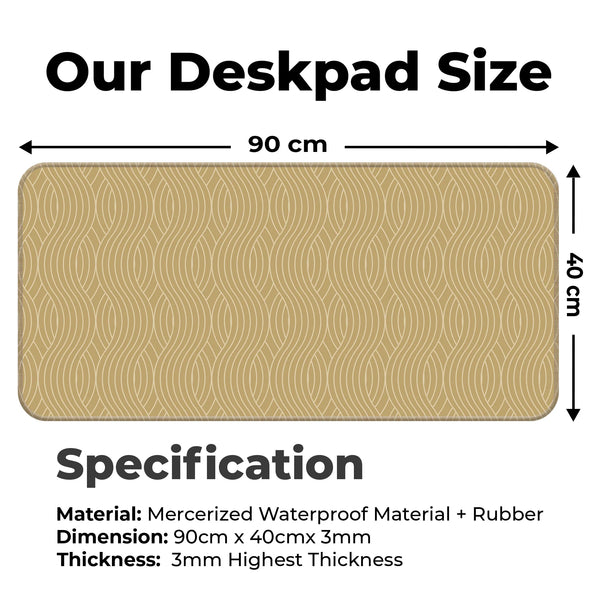 Beige Wave Pattern Retro Modern Abstract Deskmat