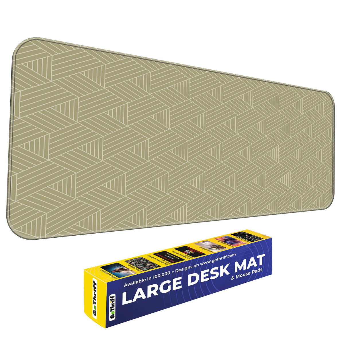 Beige Geometric Abstract Line Pattern Deskmat