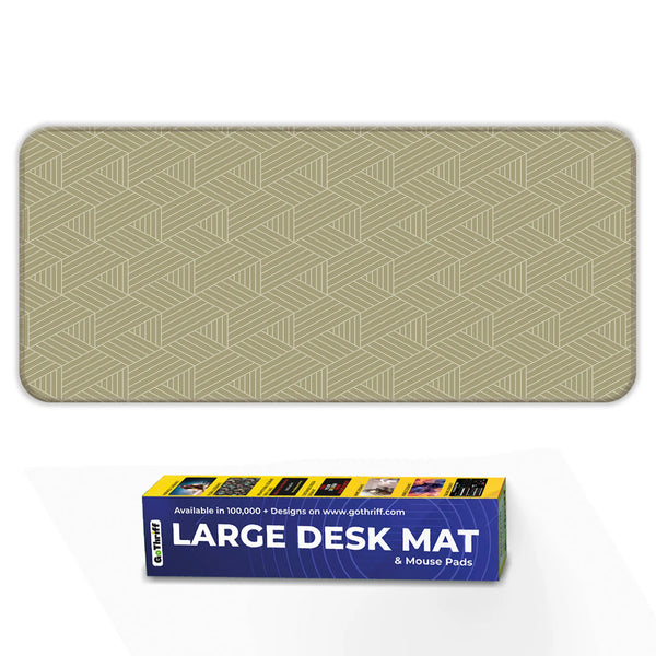 Beige Geometric Abstract Line Pattern Deskmat