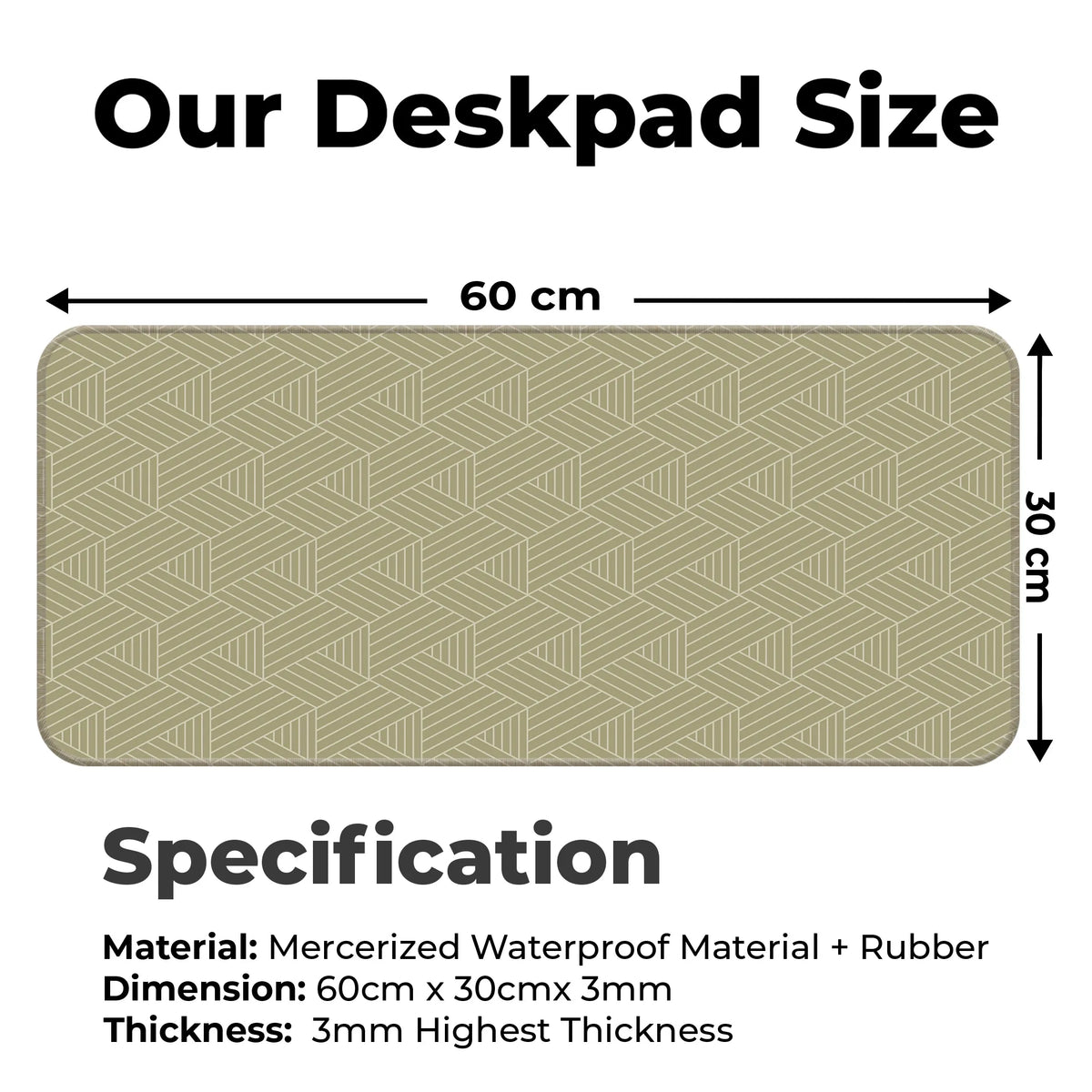 Beige Geometric Abstract Line Pattern Deskmat