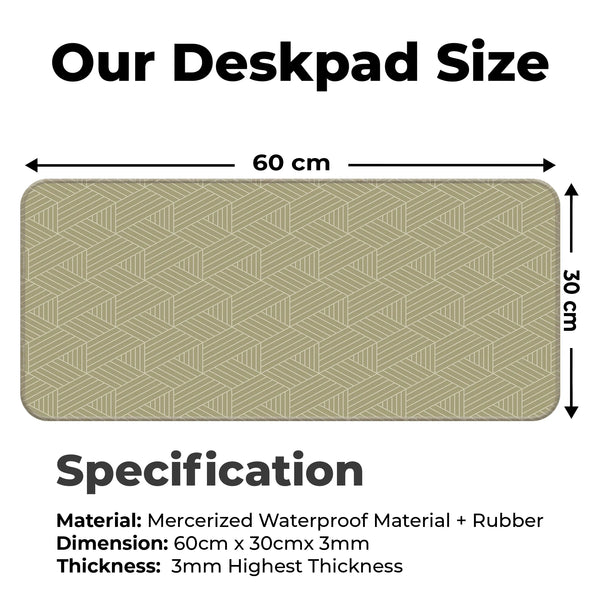 Beige Geometric Abstract Line Pattern Deskmat