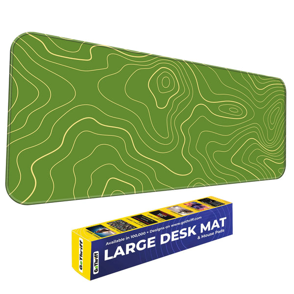 Green Contour Line Abstract Topographic Deskmat