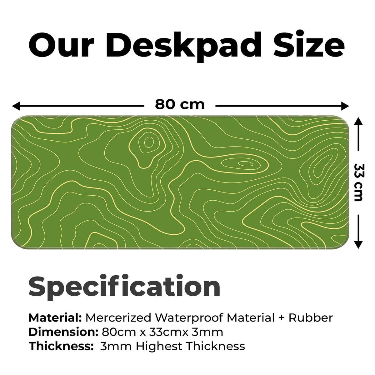 Green Contour Line Abstract Topographic Deskmat