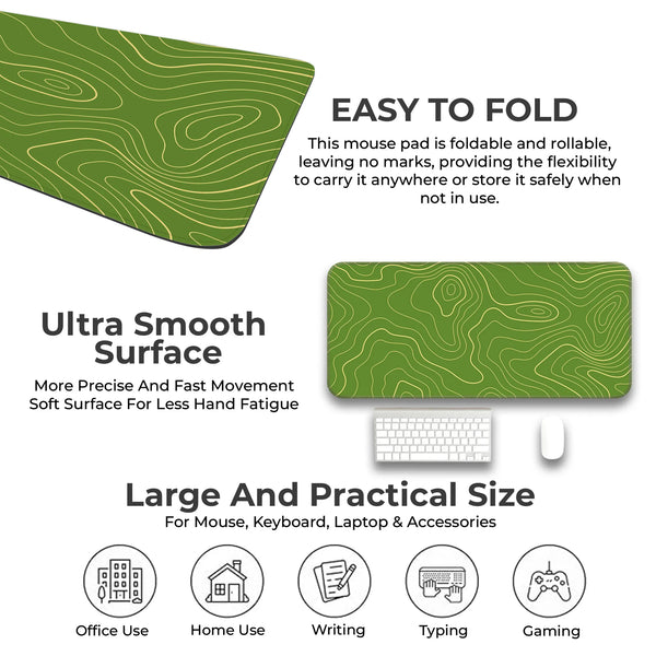 Green Contour Line Abstract Topographic Deskmat