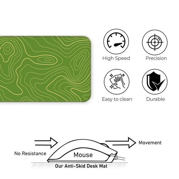 Green Contour Line Abstract Topographic Deskmat