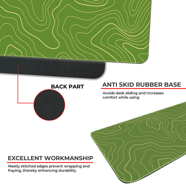 Green Contour Line Abstract Topographic Deskmat