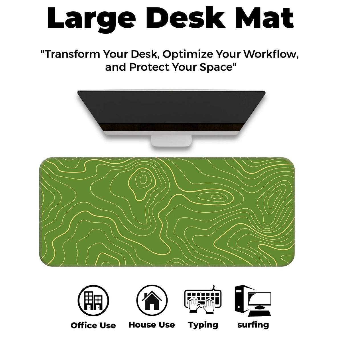 Green Contour Line Abstract Topographic Deskmat