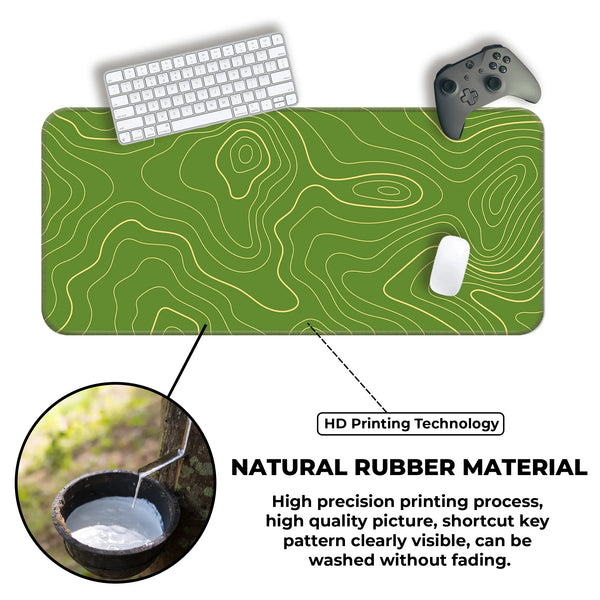 Green Contour Line Abstract Topographic Deskmat