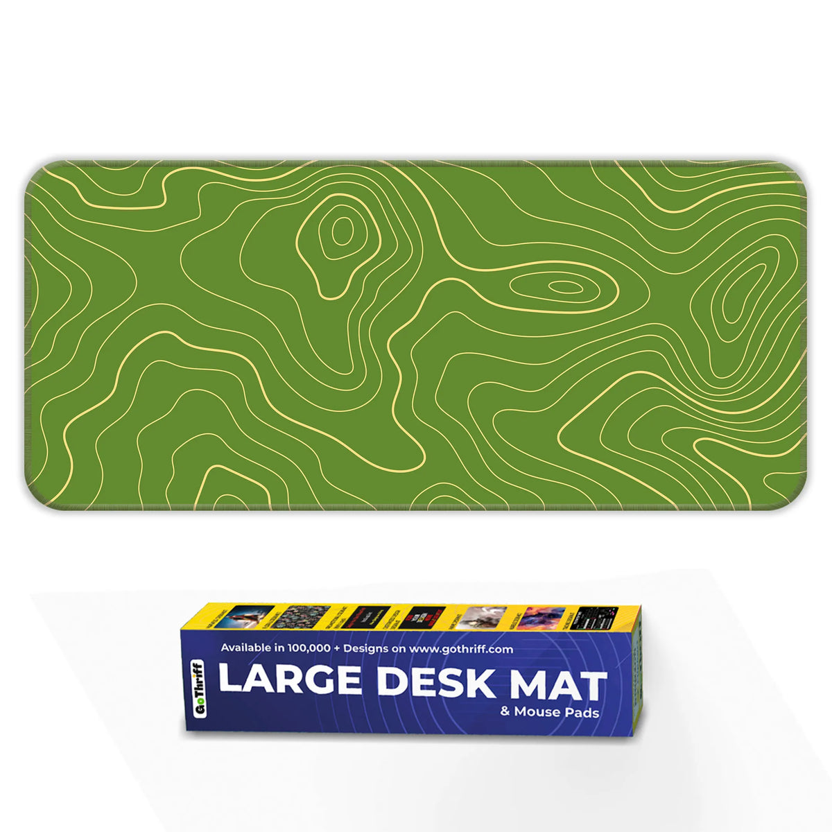 Green Contour Line Abstract Topographic Deskmat