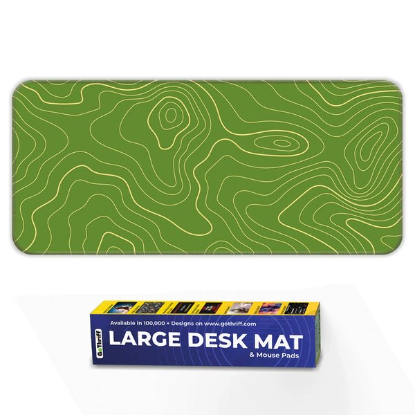 Green Contour Line Abstract Topographic Deskmat