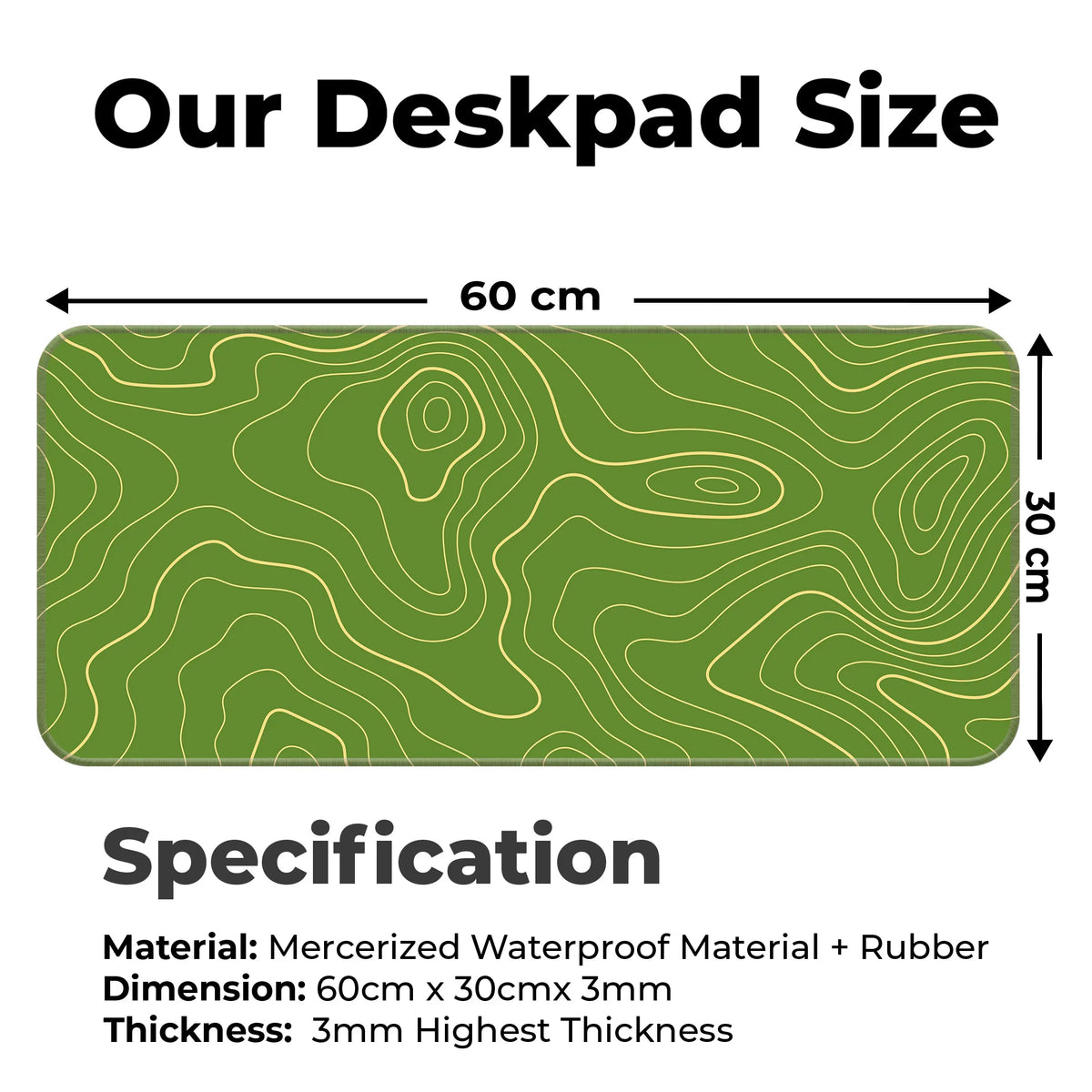 Green Contour Line Abstract Topographic Deskmat