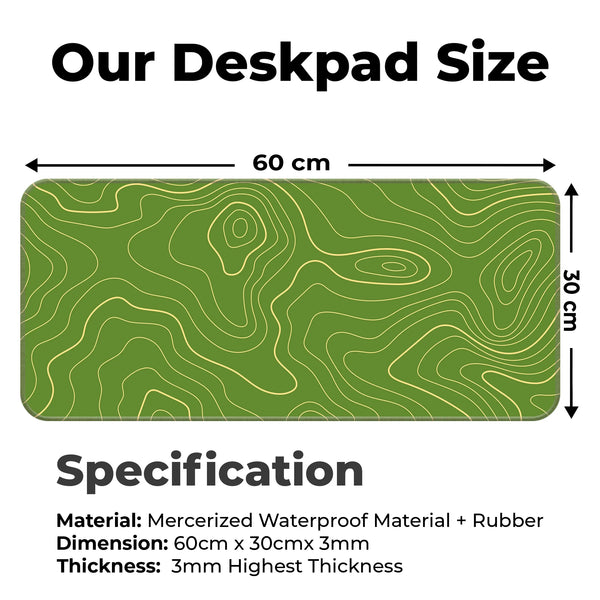 Green Contour Line Abstract Topographic Deskmat