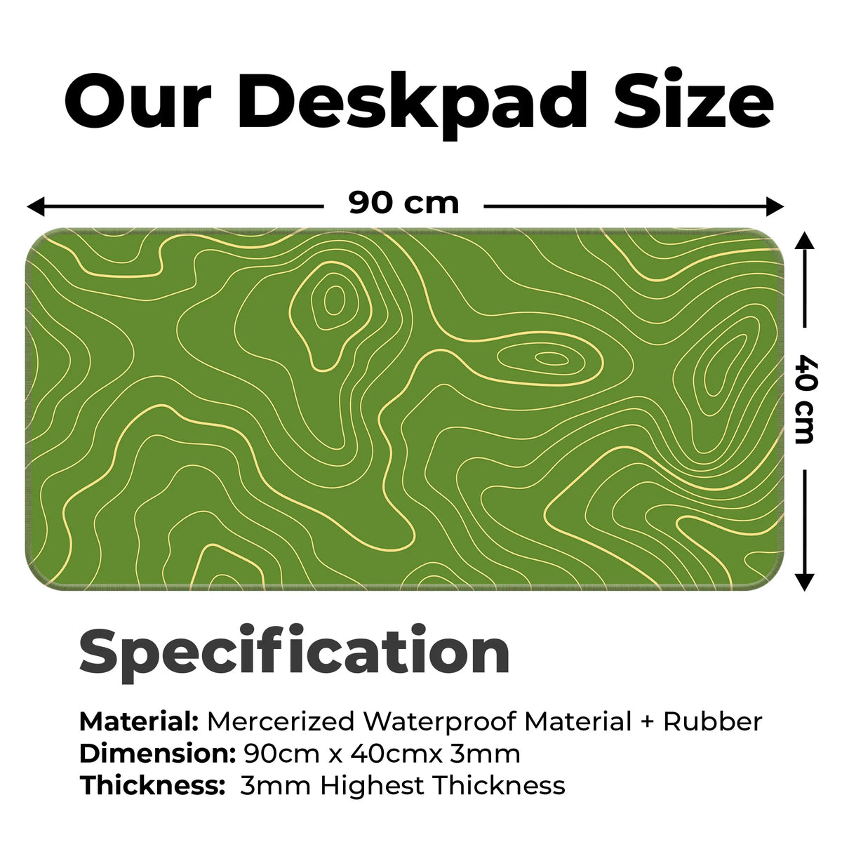 Green Contour Line Abstract Topographic Deskmat