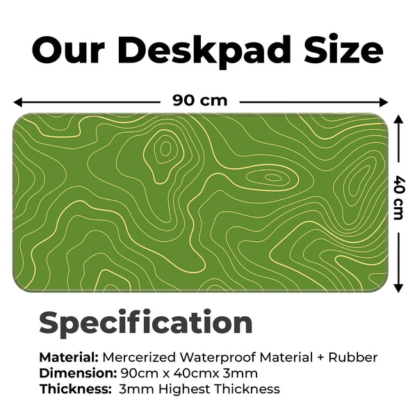 Green Contour Line Abstract Topographic Deskmat