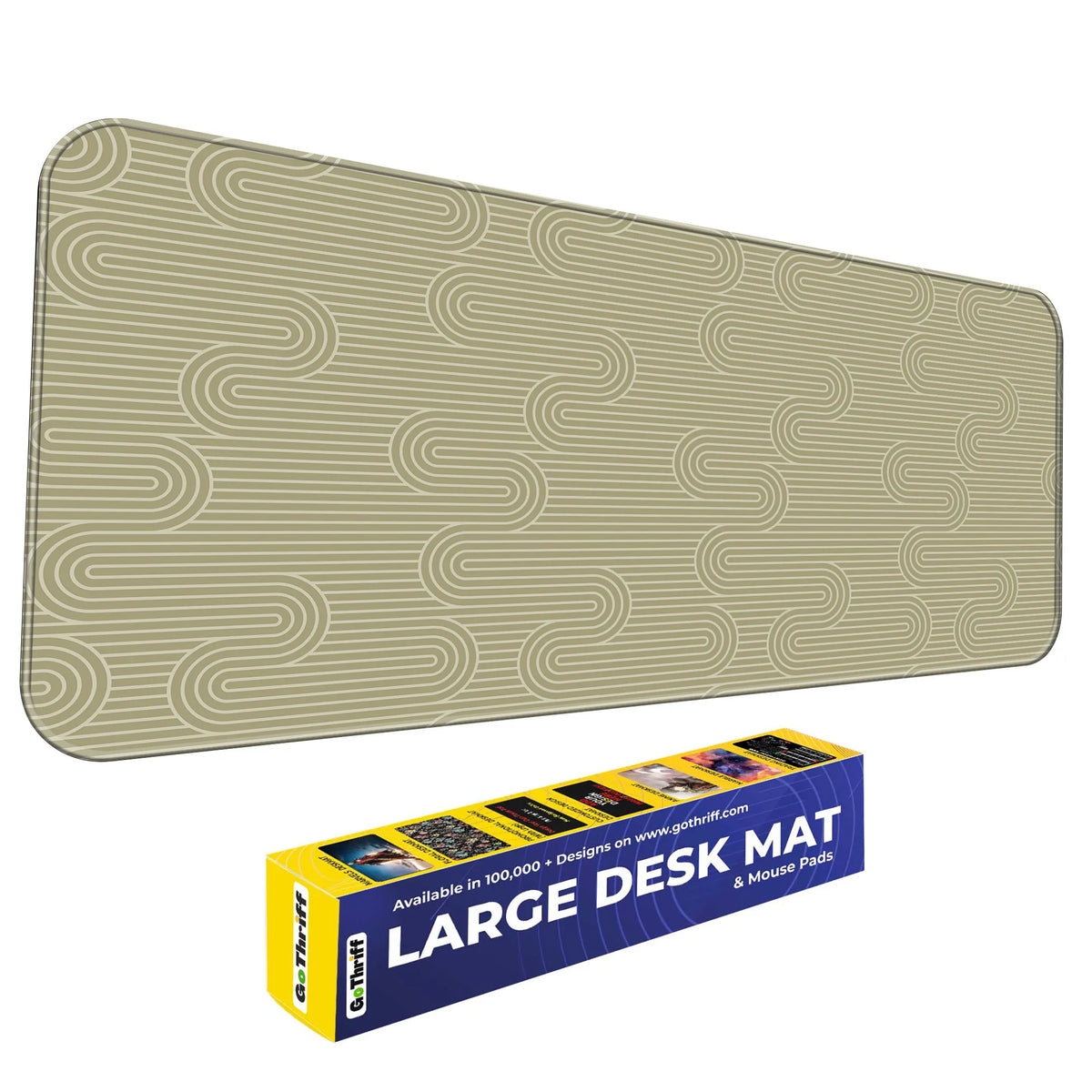 Beige Retro Wave Abstract Line Deskmat
