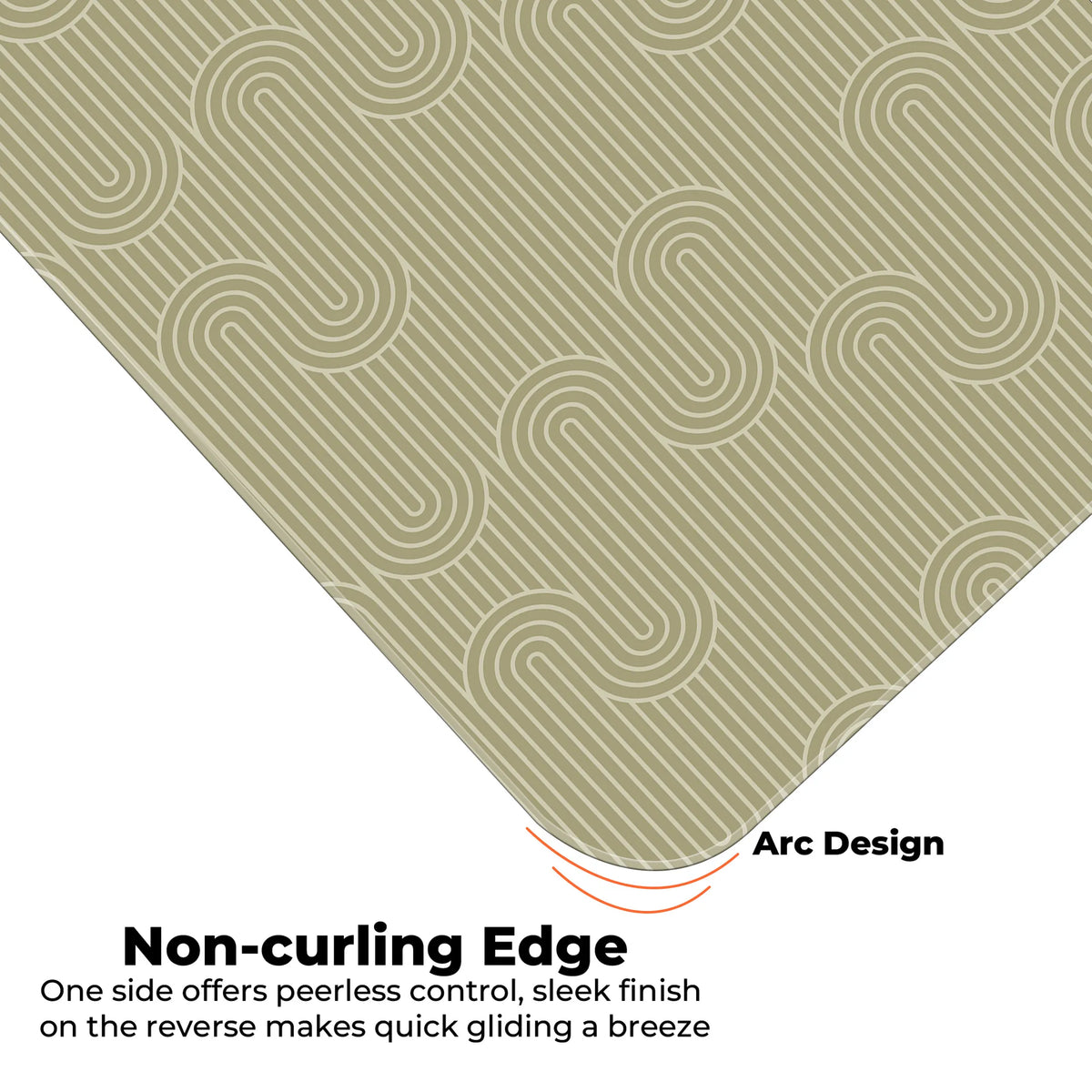 Beige Retro Wave Abstract Line Deskmat