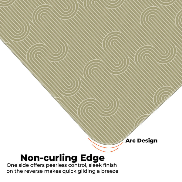 Beige Retro Wave Abstract Line Deskmat