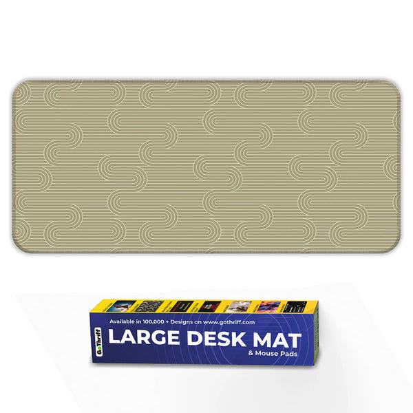 Beige Retro Wave Abstract Line Deskmat