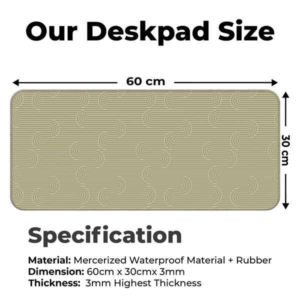 Beige Retro Wave Abstract Line Deskmat