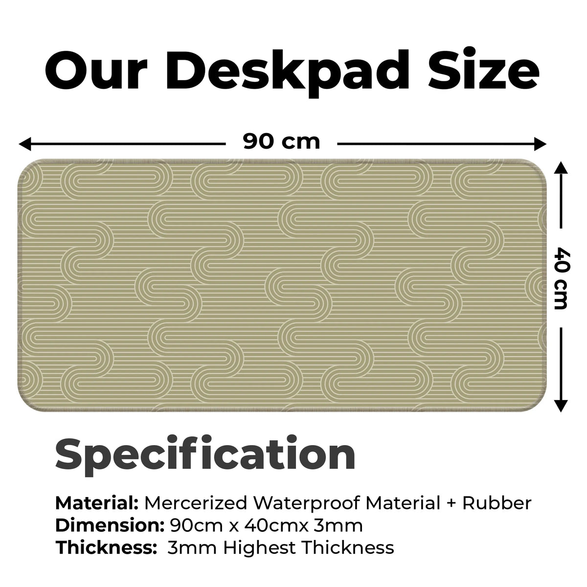 Beige Retro Wave Abstract Line Deskmat