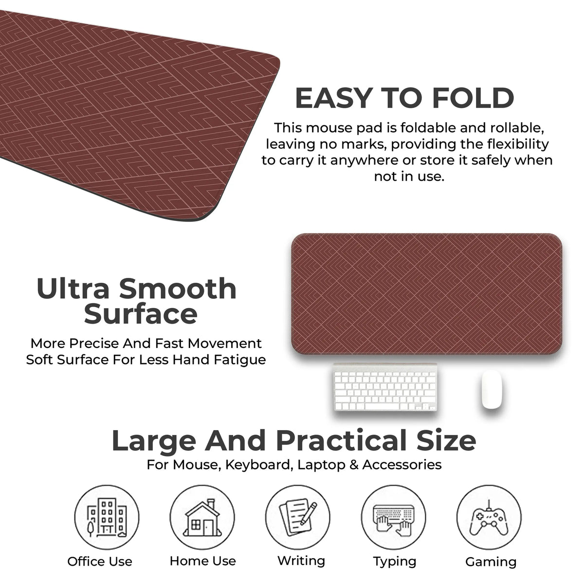 Maroon Geometric Diamond Line Abstract Deskmat