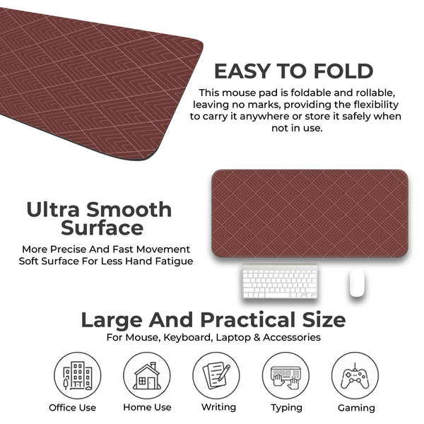 Maroon Geometric Diamond Line Abstract Deskmat