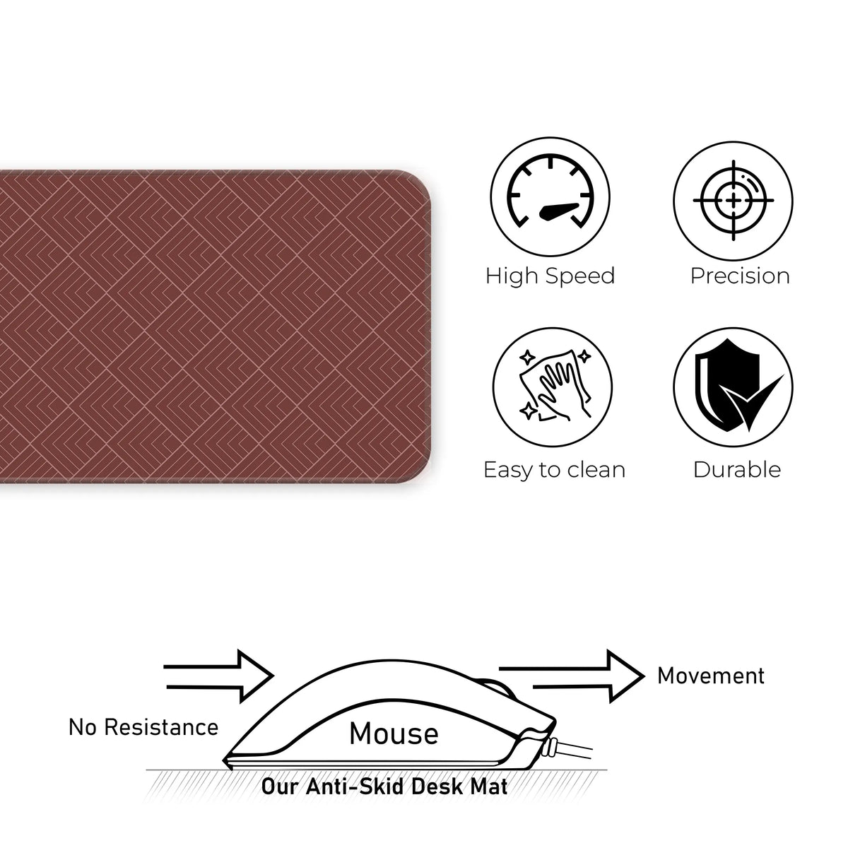Maroon Geometric Diamond Line Abstract Deskmat
