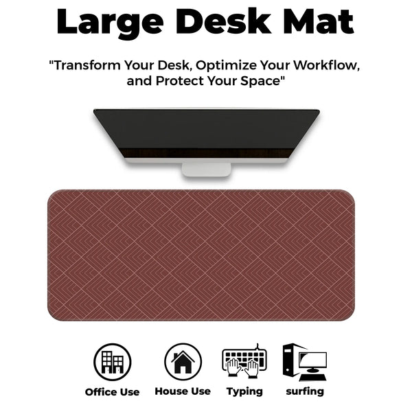 Maroon Geometric Diamond Line Abstract Deskmat