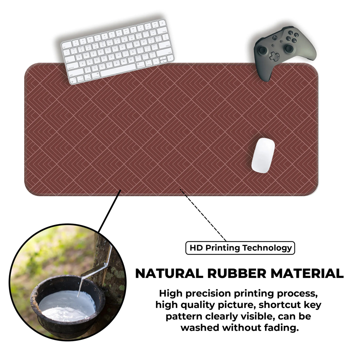 Maroon Geometric Diamond Line Abstract Deskmat