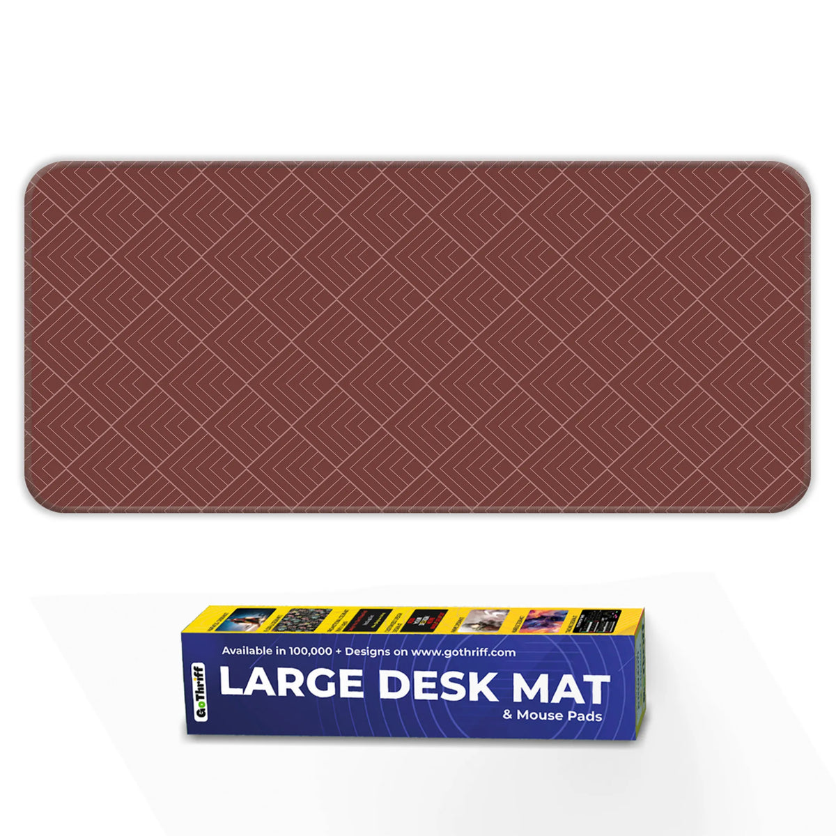 Maroon Geometric Diamond Line Abstract Deskmat