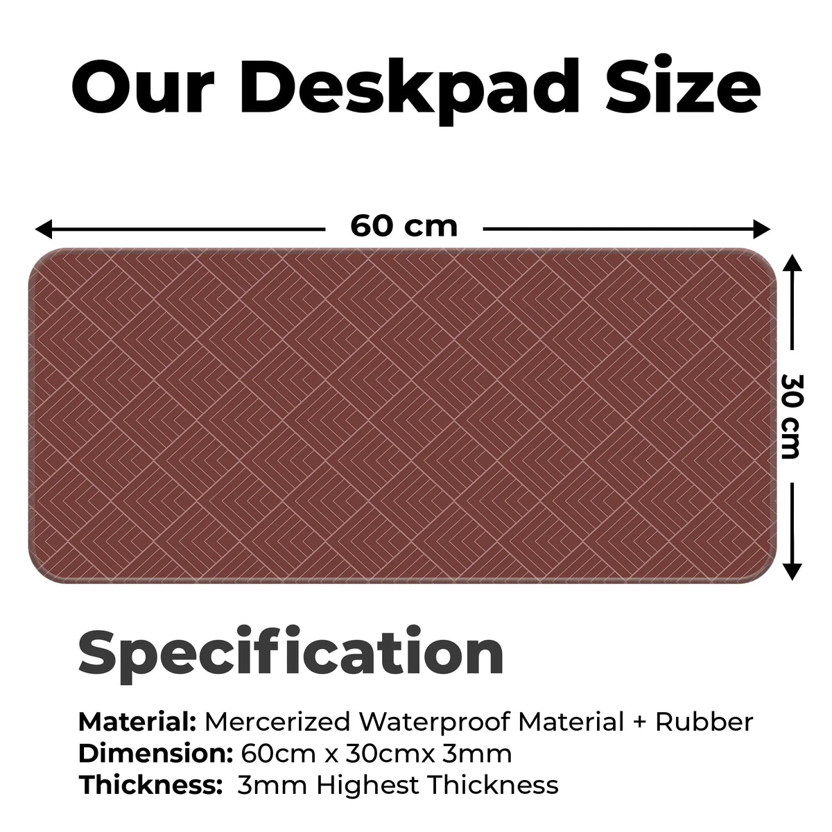 Maroon Geometric Diamond Line Abstract Deskmat