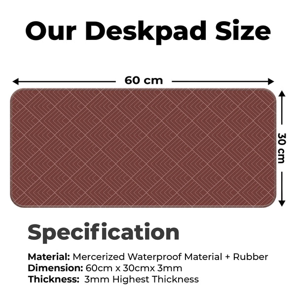 Maroon Geometric Diamond Line Abstract Deskmat
