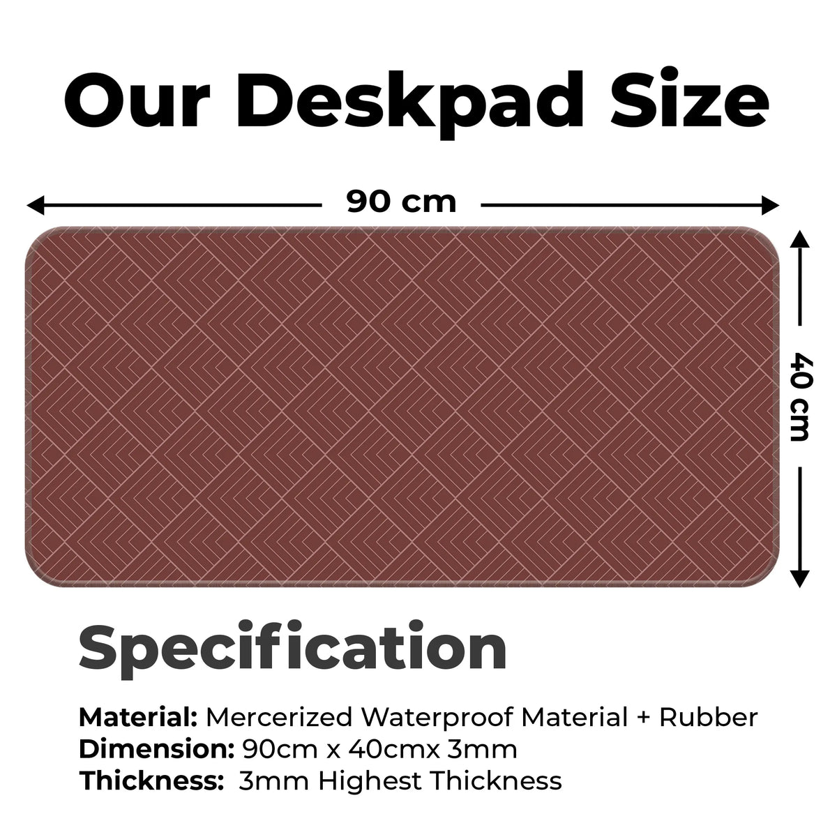 Maroon Geometric Diamond Line Abstract Deskmat