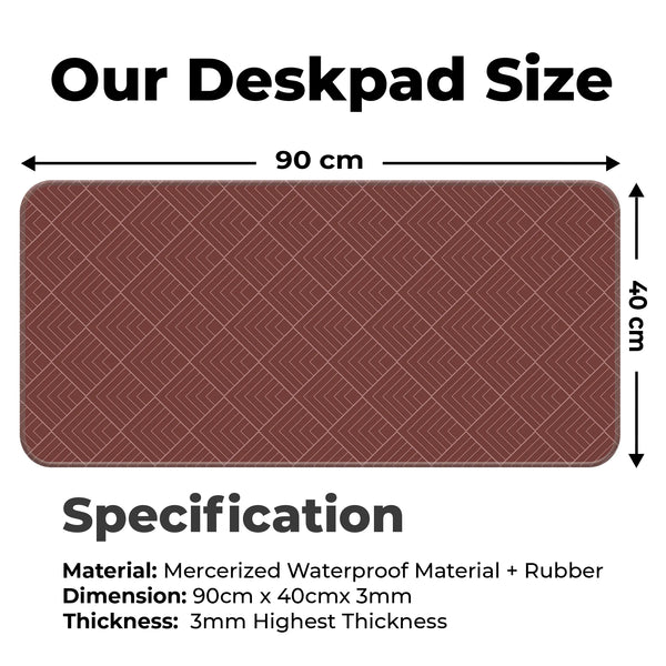 Maroon Geometric Diamond Line Abstract Deskmat